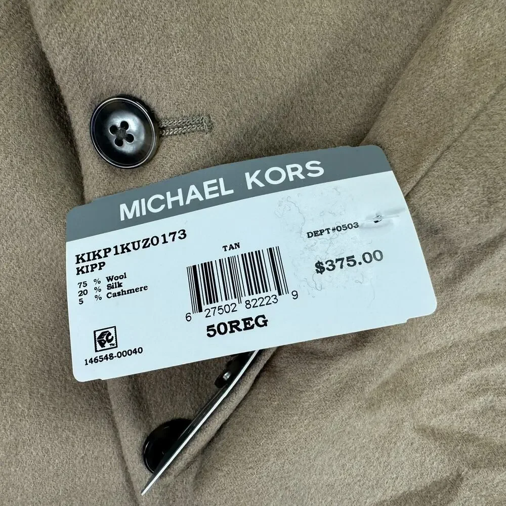 Michael Kors Mens Kipp Wool Cashmere Luxury Classic Fit Sport Coat Tan 50R